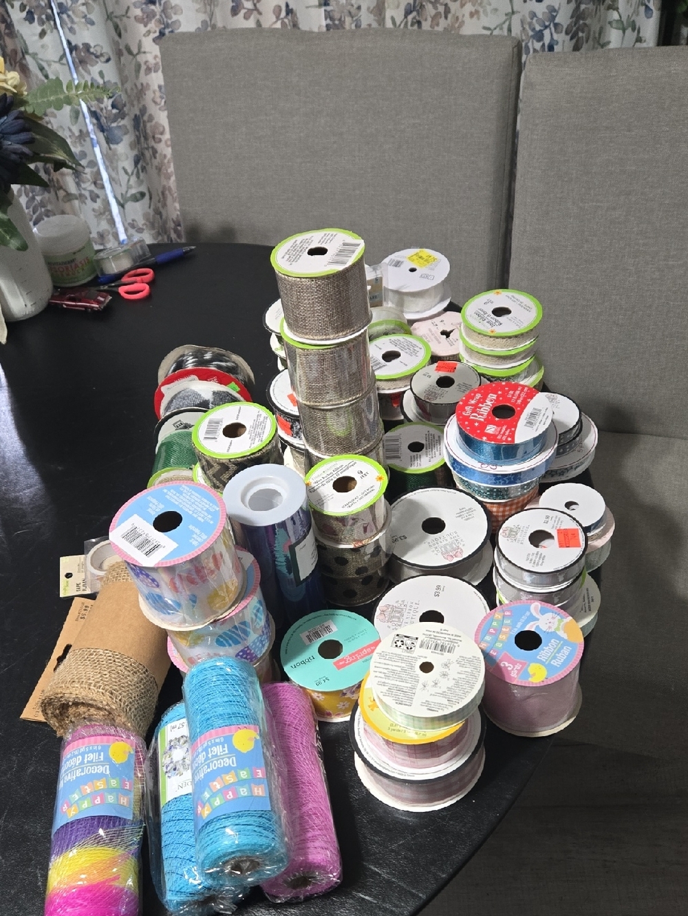 Assorted Multicolor Decorative Ribbon Spool Pack – 67 New Rolls, Mixed Designs - Picture 2 of 9
